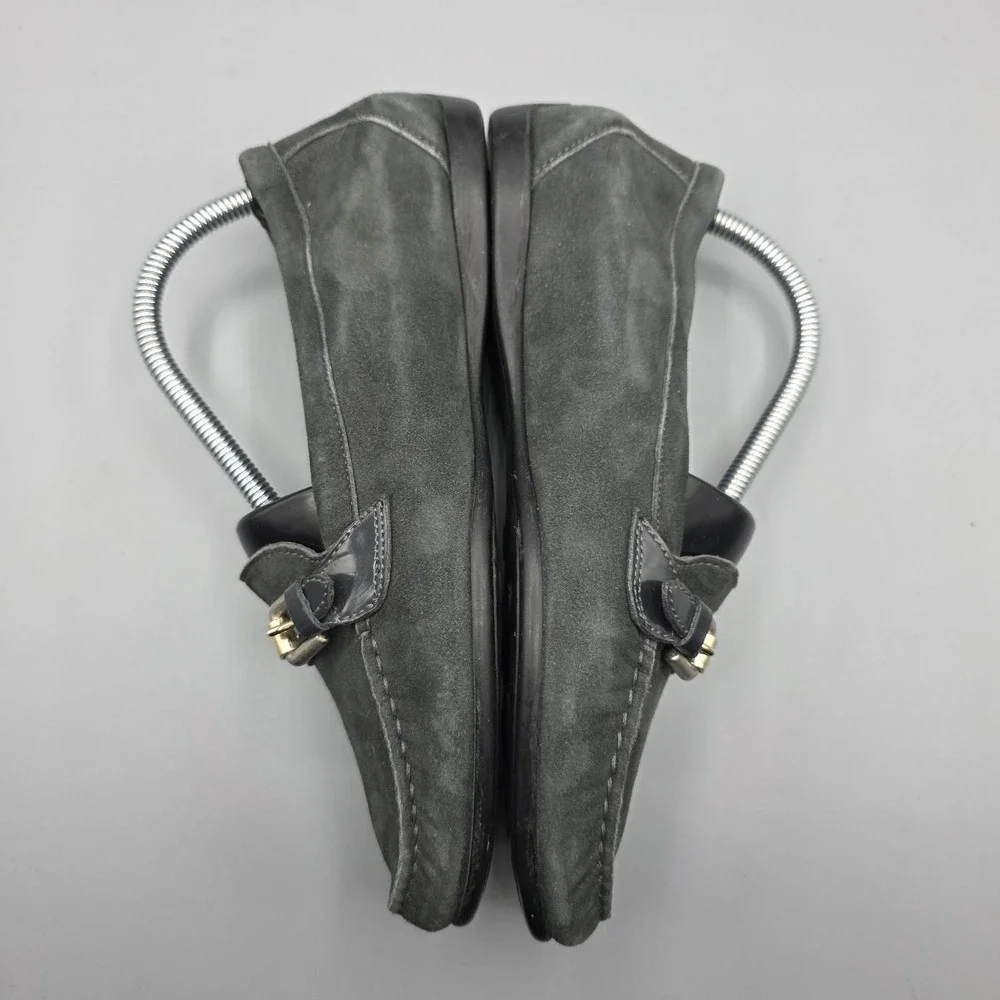 AGL Loafers Womens 36.5 Gray Leather Buckle‎ Moccasin Driving Shoes Flats